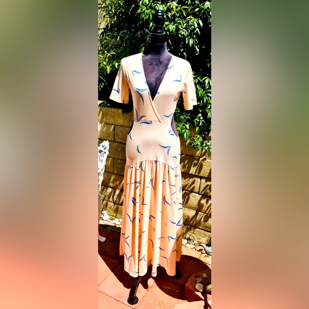 Old Stock NT Bohemian Summer Free Spirit Hippie Festival Cut Out Maxi Day Dress
